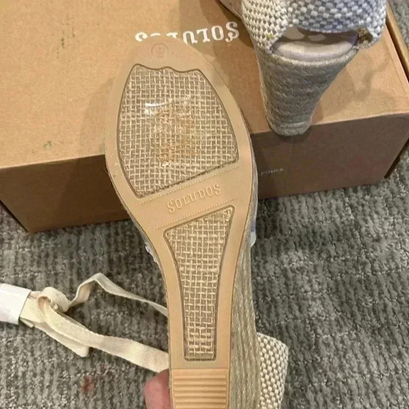 Soludos Classic Striped Wedge Lace Up Espadrille Size 9 - Picture 7 of 8